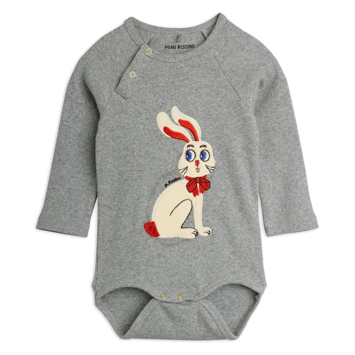 Mini Rodini - Body aus Bio-Baumwolle mit Hasen | Grau meliert