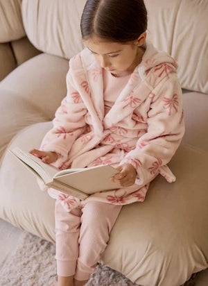 Petit Lem - Bademantel mit Schleifenprint | Rosa