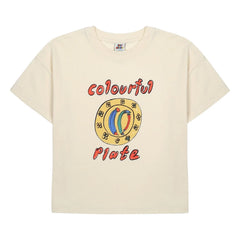Jelly Mallow - Buntes Teller T-Shirt | Elfenbein