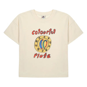 Jelly Mallow - Buntes Teller T-Shirt | Elfenbein