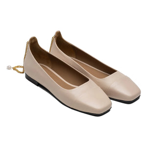 Lachoix - Nude Leder-Ballerinas