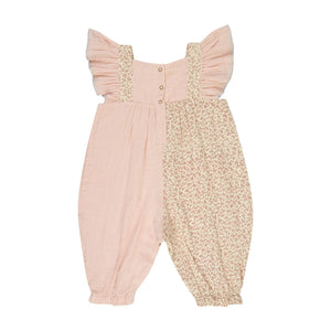 Lilinoa - Maryse Pamuk Gazlı Patchwork Tulum | Pembe