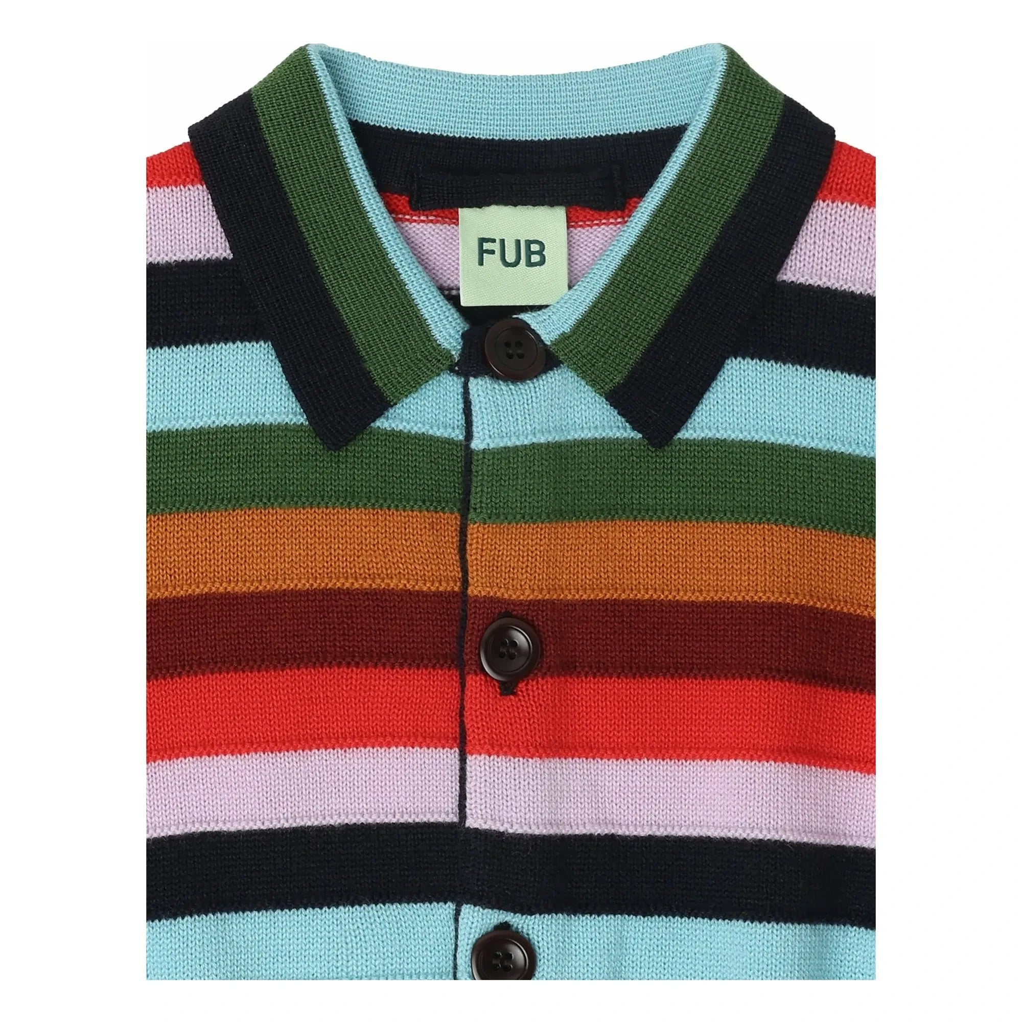 FUB - Gestreifte Merino-Woll-Strickjacke | Dunkelblau