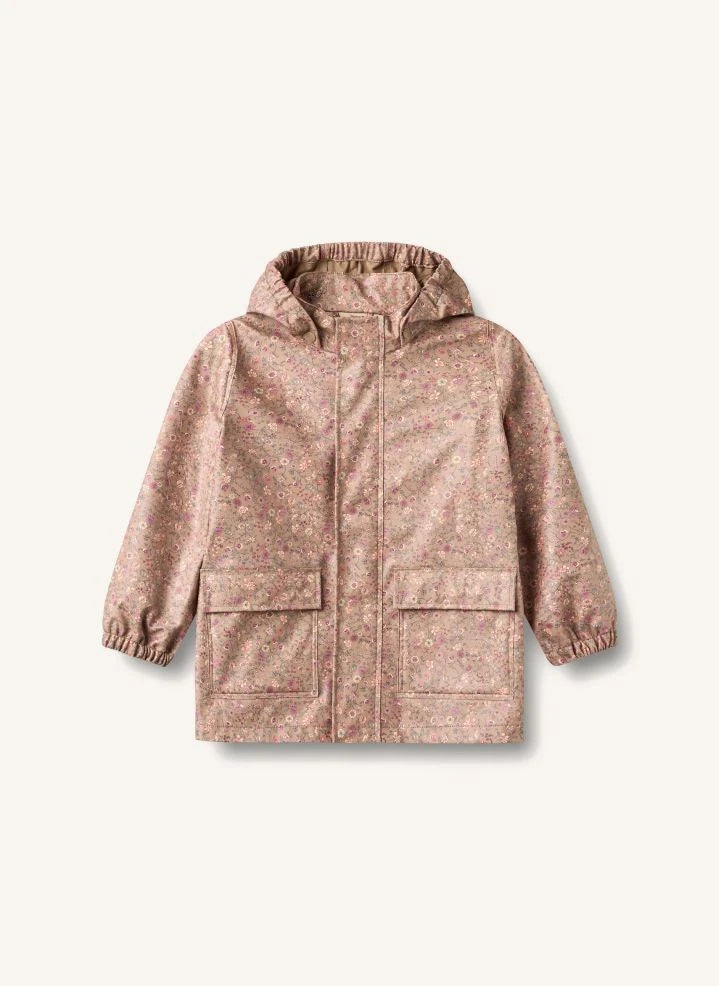 Wheat - Ollo aus recycelten Fasern hergestellte Regenjacke mit Blumenmuster | Rosa