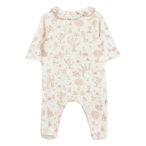 Tartine et Chocolat - Strampler-Pyjama mit rosa Kragen | Rosa