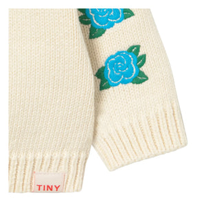 Tinycottons - Strickjacke mit Rosenstickerei | Ecru