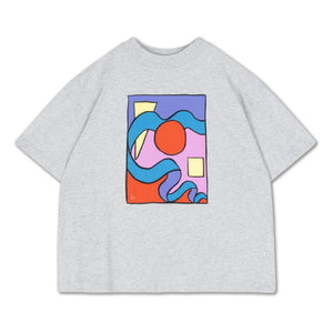 Repose AMS - Boxy Fit Organisches Baumwoll-T-Shirt | Grau Meliert