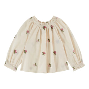 Emile et Ida - Bestickte Rosen Bluse | Creme