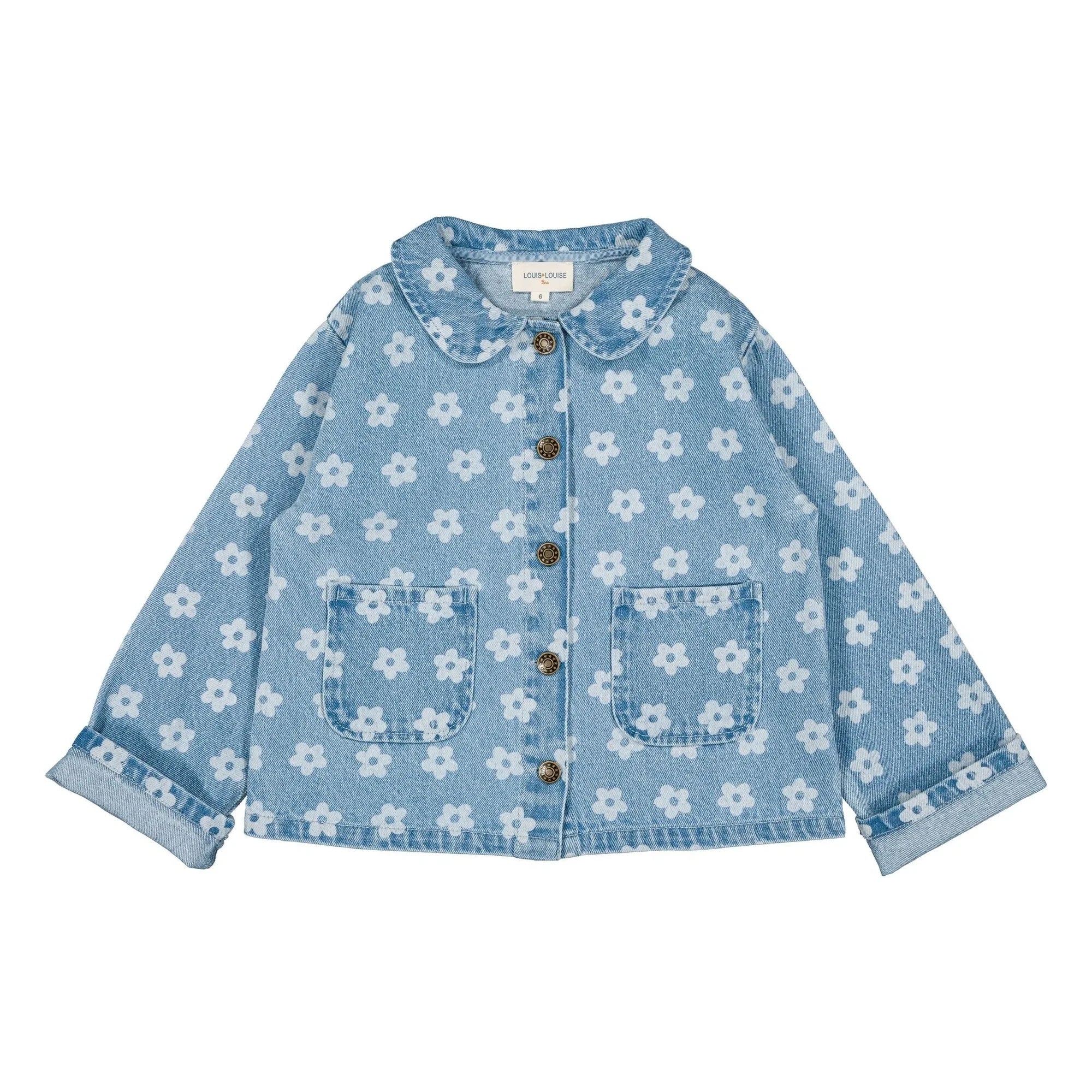 Louis Louise - Geblümte Braune Jeansjacke | Hellblau