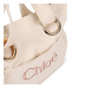 Chloé – Tragetasche aus Bio-Baumwolle mit Logo | Chalk