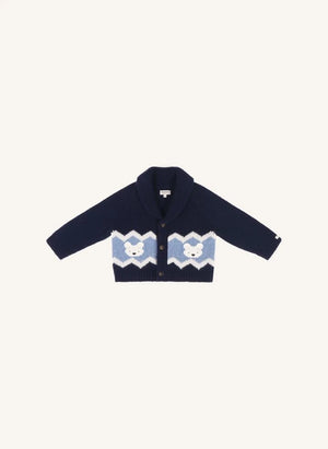 Donsje - Kwinten Polar Bear Cardigan aus Merinowolle | Marineblau