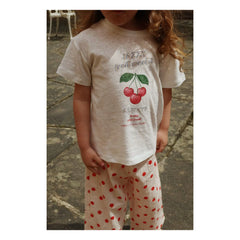 Konges Sløjd - Era Cerises T-Shirt Leinen und Bio-Baumwolle | Weiß