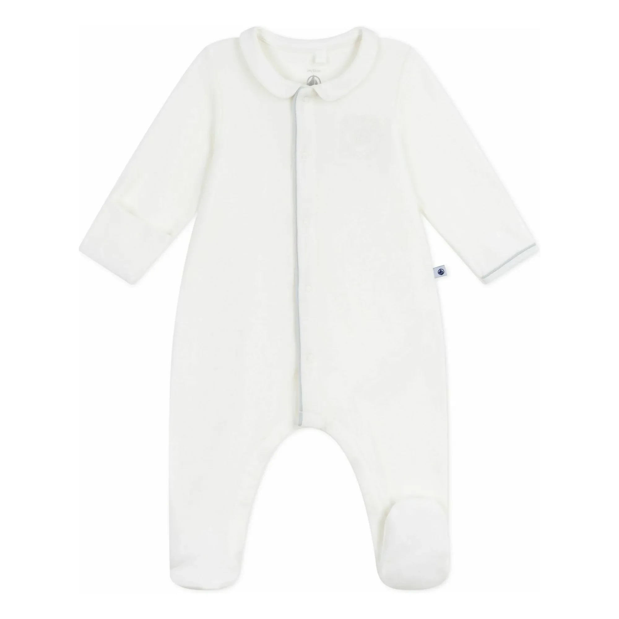 Petit Bateau - Dors Bien Pyjama aus Bio-Baumwolle mit Logo-Stickerei | Weiß