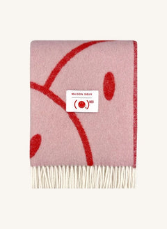 Maison Deux - Wolldecke - Maison Deux x Smiley | Blass Rosa