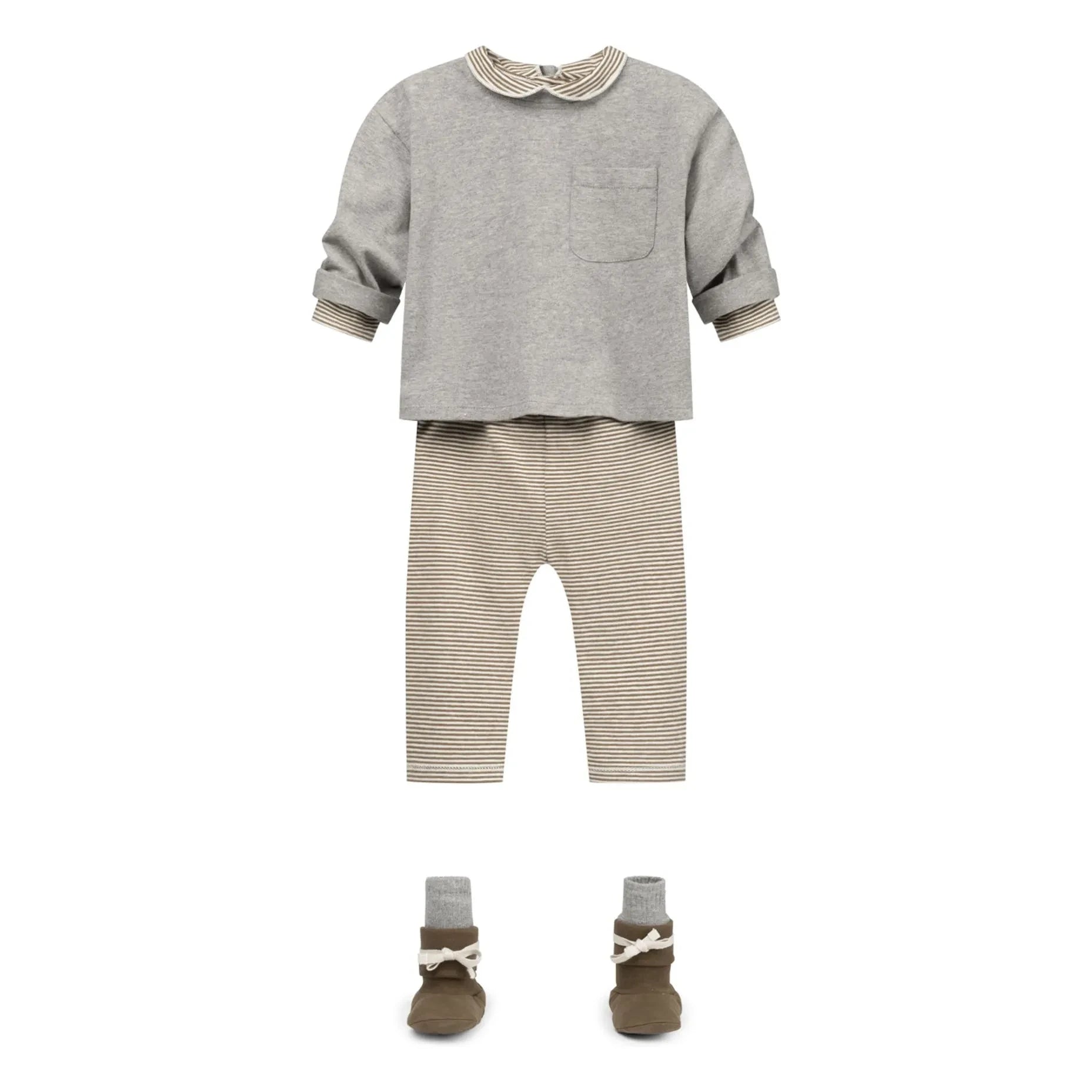 Gray Label - Gestreifte Leggings Mini Bio-Baumwolle | Khaki-Braun