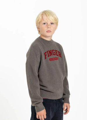 Finger in der Nase - Mathis Merino Wollpullover | Hellgrau meliert