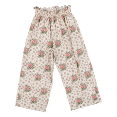 Babe & Tess - Leinenhose mit Blumenmuster | Ecru