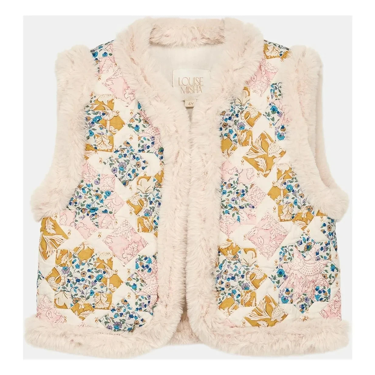Louise Misha - Librane Ärmellose Jacke mit Pelzimitat aus Bio-Baumwolle | Creme