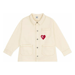 Petit Bateau - Jacke mit sichtbaren Nähten und Herzmotiv | Ecru