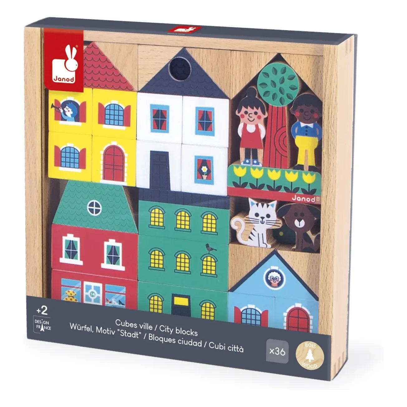 Janod - Stadt-Holzbausteine-Set - Kreuzungen