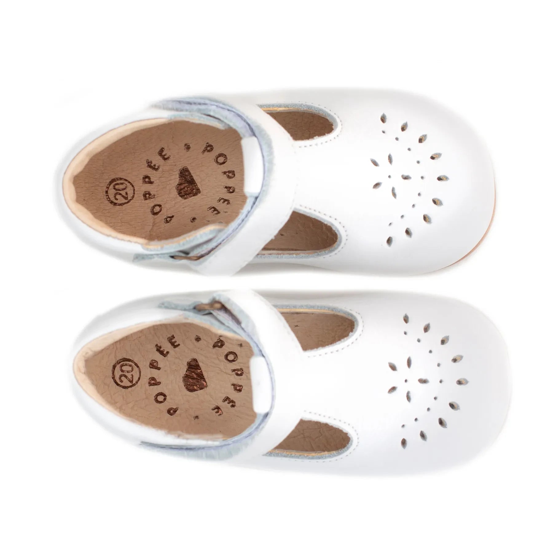 Poppée - Milton Klettverschluss T-bar Schuhe | Weiß
