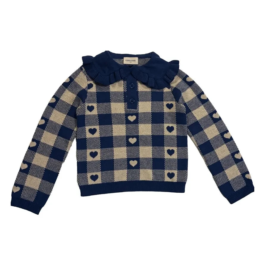 Louis Louise - Pauline Lurex Peter-Pan-Kragen Pullover | Marineblau