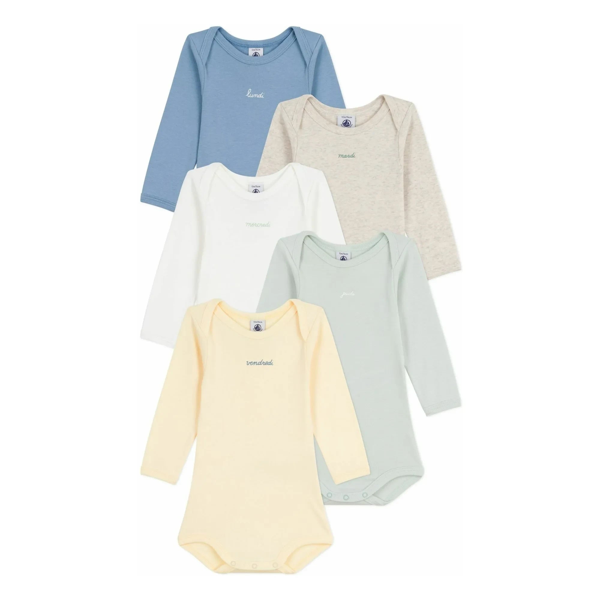 Petit Bateau - 5er Pack Bodysuits Semainier aus Bio-Baumwolle | Gelb