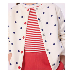 Petit Bateau - Gepunktete Molton-Strickjacke | Ecru