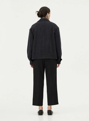 Noyoco - Kinsale Fischgrät-Recycelte Wolljacke | Dunkelblau