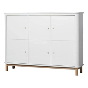 Oliver Furniture - 3-türige Eiche-Kommode mit mehreren Fächern | Weiß