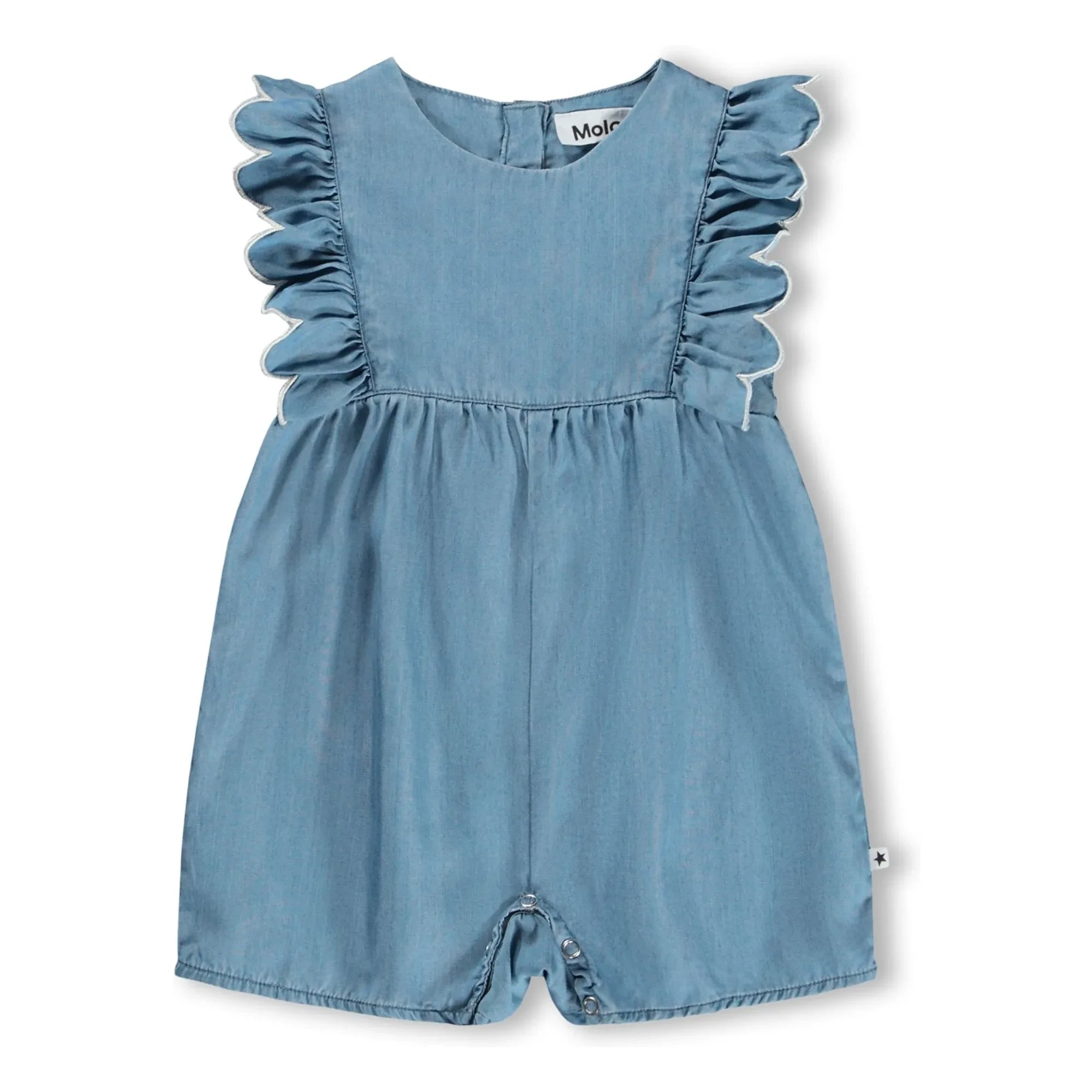 Molo - Fernanda Jeans-Strampler mit Rüschen | Blau
