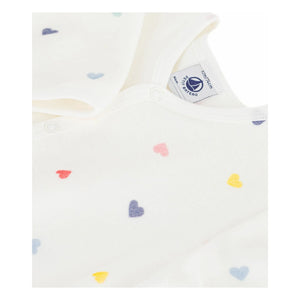 Petit Bateau - Strampler Cœurs Samtpyjama | Weiß