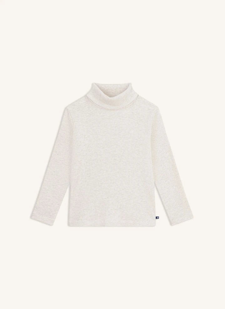 Petit Bateau - Gerippter Rollkragen | Meliertes Beige