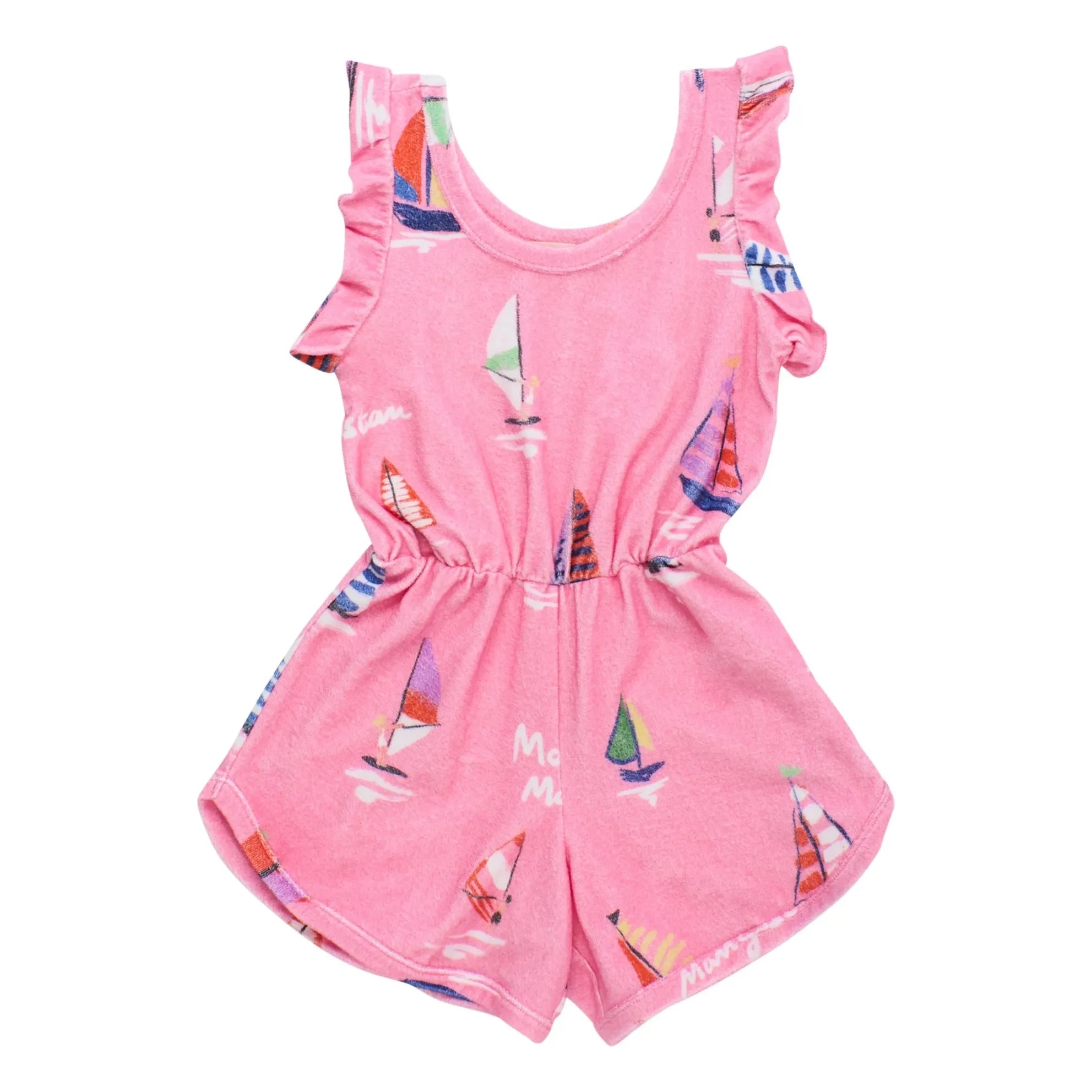 Maison Mangostan - Rosa Voile Eponge Overall mit Shorts