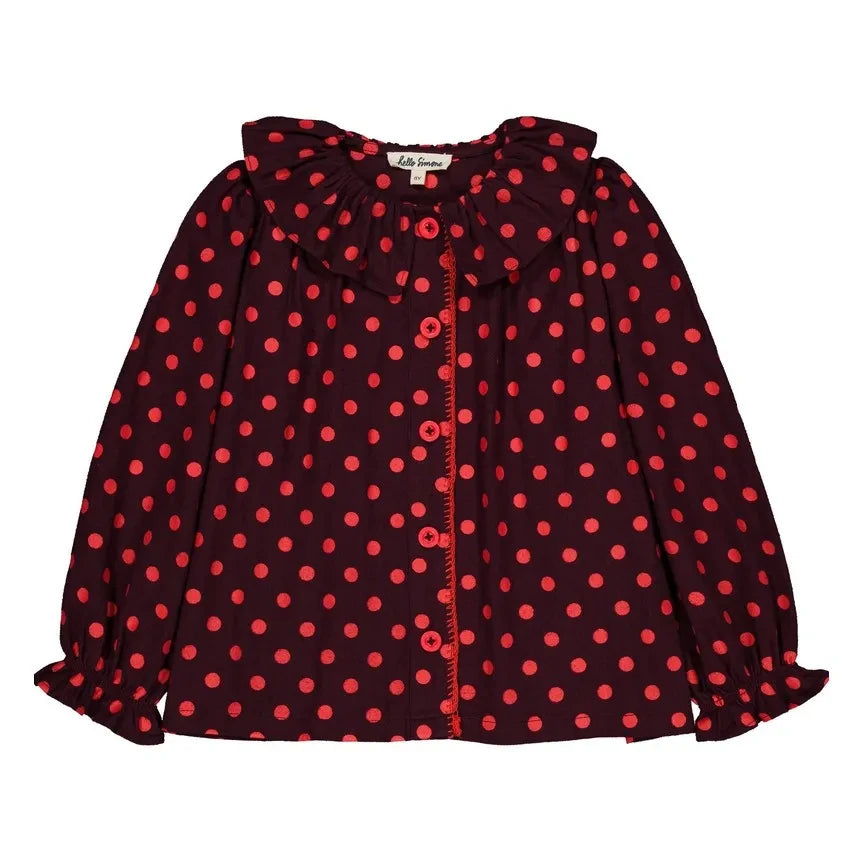 Hello Simone - Blaue gepunktete Bluse | Plum