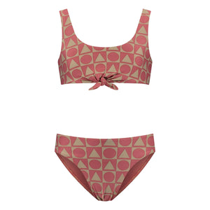 Beachlife - 2-teiliger Badeanzug Knoten Grafik Recycelte Fasern | Bordeaux