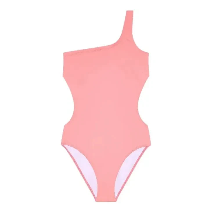 Finger in the nose - Sia Asymmetrischer Badeanzug | Koralle