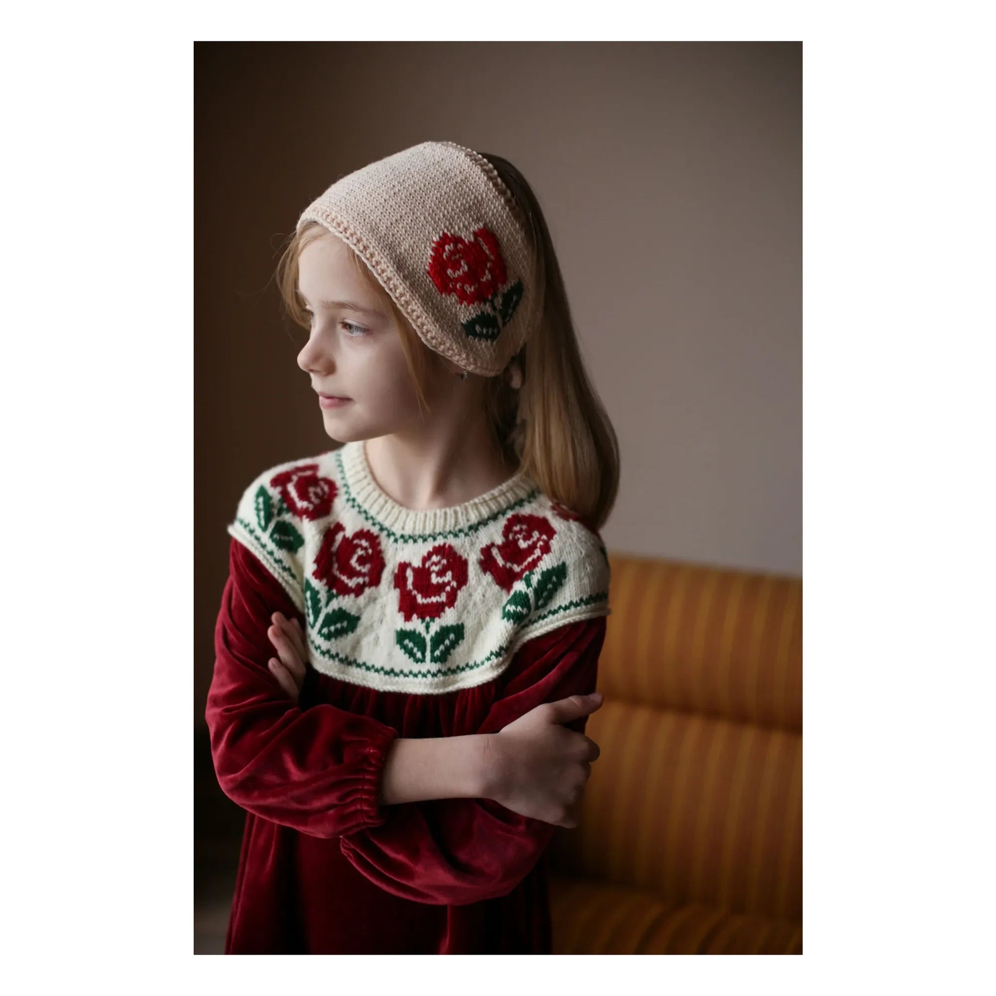 Kalinka - Rosa Stirnband aus Merinowolle | Beige