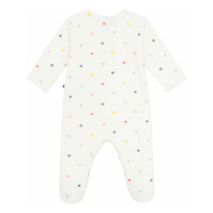 Petit Bateau - Strampler Cœurs Samtpyjama | Weiß