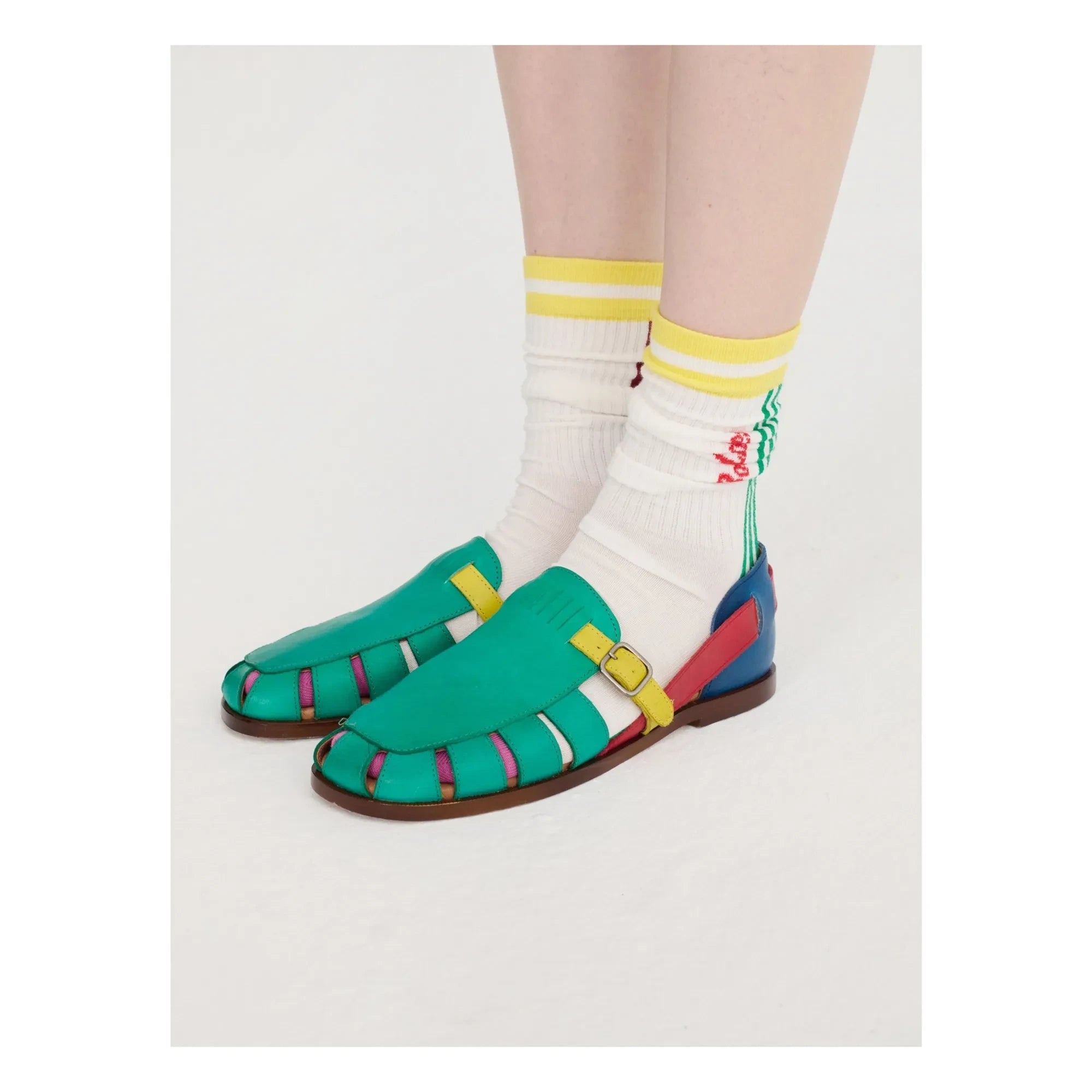 Bobo Choses - Leder-Sandalen mit Farbblock | Grün