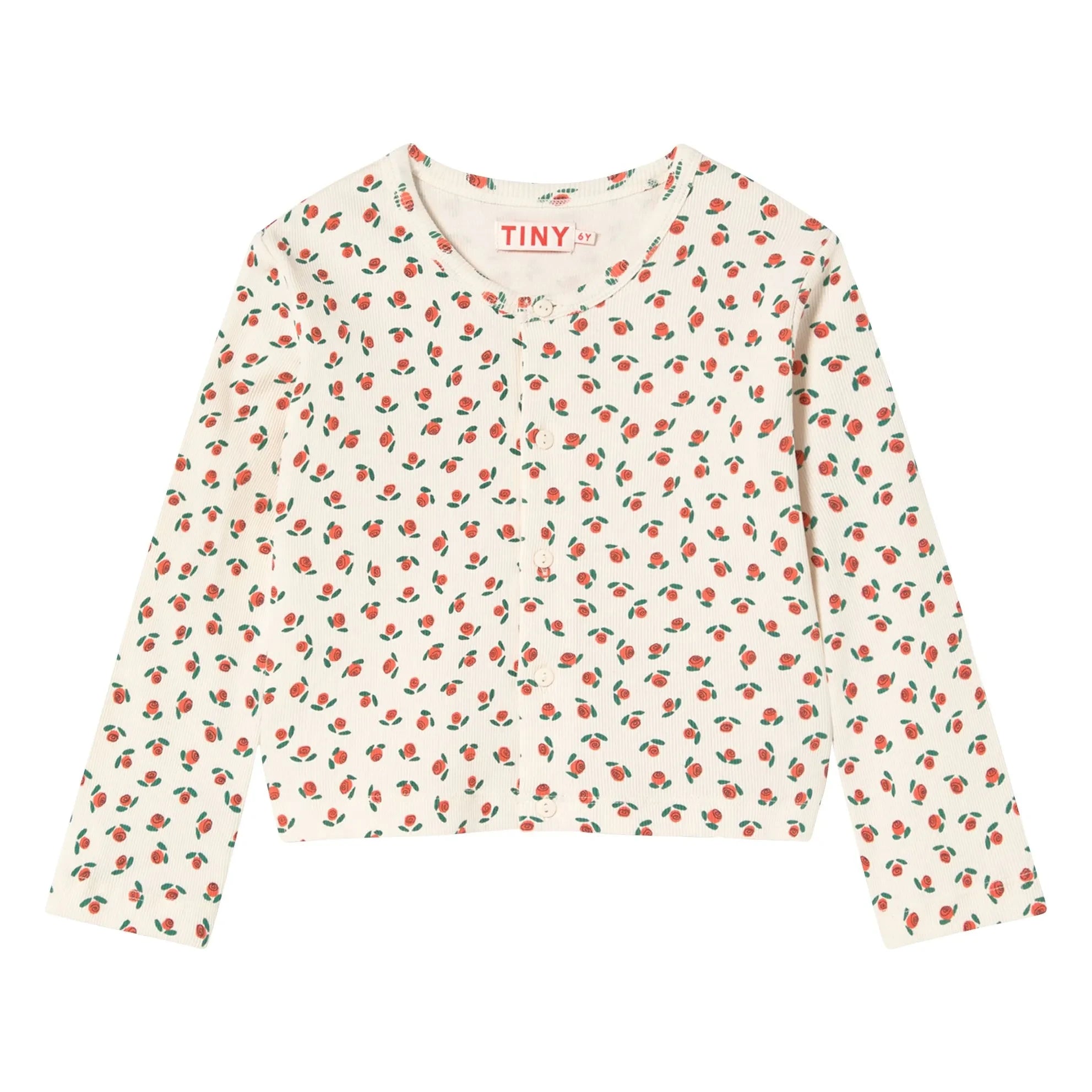 Tinycottons - Geripptes Tanktop Rosen Bio-Baumwolle | Weiß