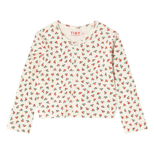 Tinycottons - Geripptes Tanktop Rosen Bio-Baumwolle | Weiß