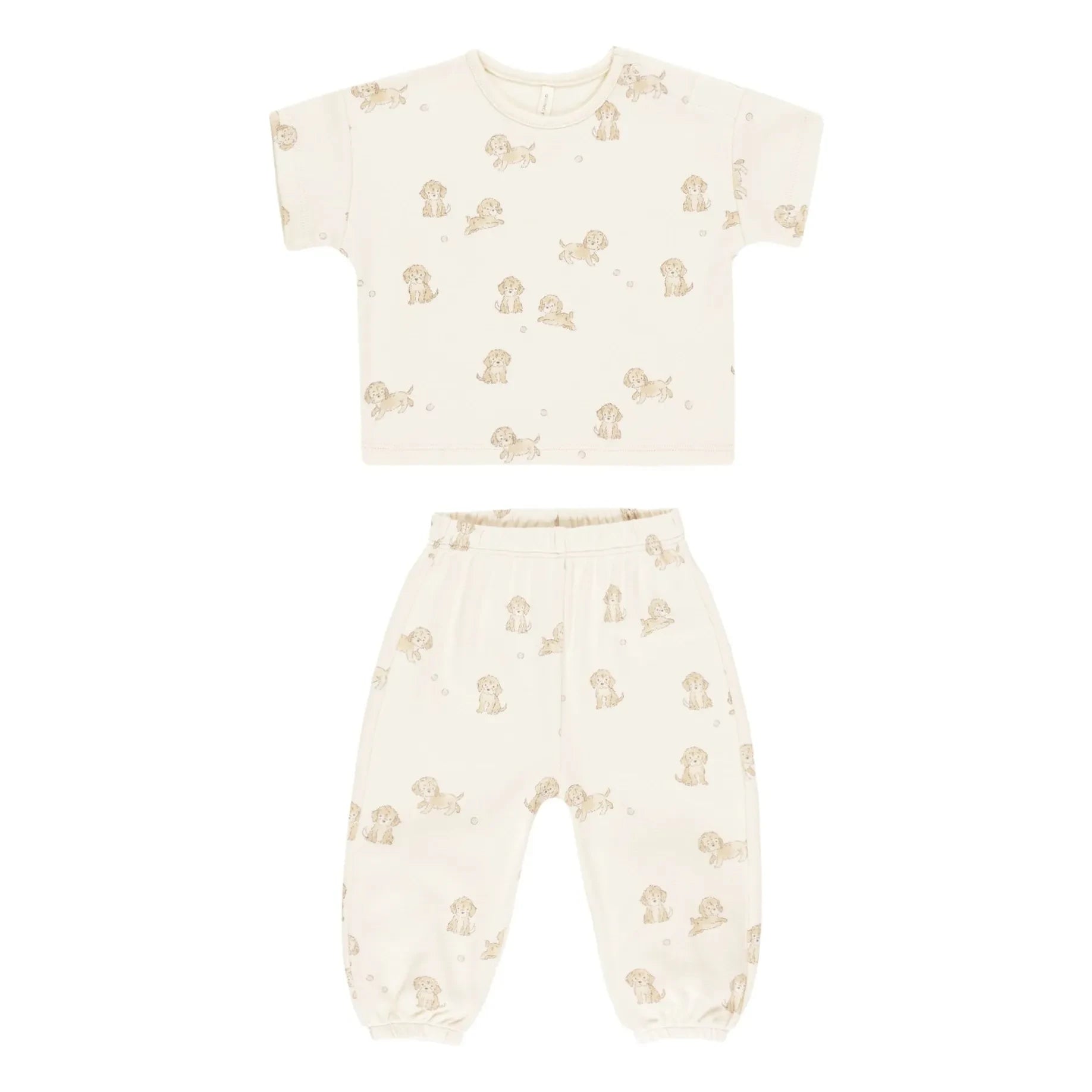 Quincy Mae - T-Shirt und Hose Set | Ecru