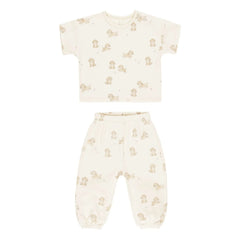 Quincy Mae - T-Shirt und Hose Set | Ecru