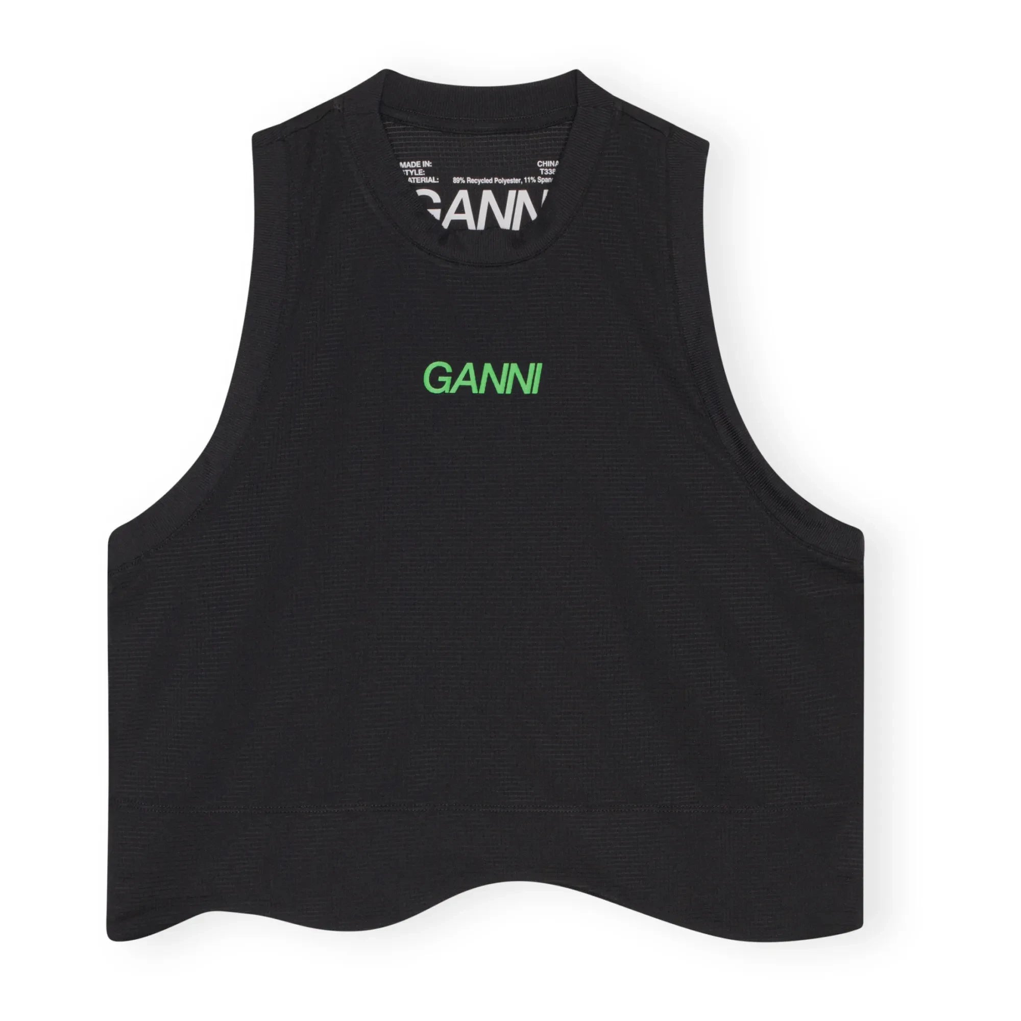 Ganni - Active Mesh Recycelte Oberteil | Schwarz