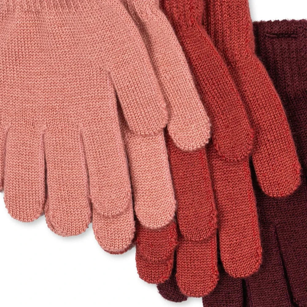 Konges Sløjd - 3 Paar Filla Wollhandschuh-Set | Rosa