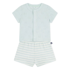 Petit Bateau – Oberteil und Shorts aus Bio-Baumwolle | Türkis