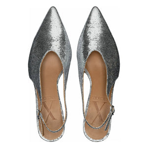 Lachoix - Metallic-Absatzschuh mit offener Ferse | Silber