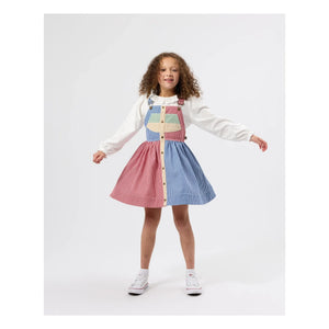 Goldie + Ace - Gestreiftes Patchwork-Latzkleid | Rot