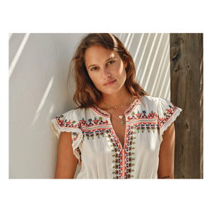 M.A.B.E. - Rani Baumwollstickerei-Kleid | Ecru
